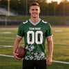 Custom Green - White - Gray Graphic Splash Pattern Football Jersey – worn by a man