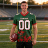 Custom Green - White - Red Graphic Splash Pattern Football Jersey – worn by a man