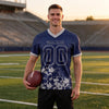 Custom Navy - Gray Graphic Splash Pattern Football Jersey – worn by a man