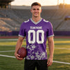Custom Purple - White - Gray Graphic Splash Pattern Football Jersey – worn by a man