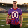 Custom Purple - White - Red Graphic Splash Pattern Football Jersey – worn by a man