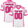 Custom White - Hot Pink - Gray Pink Camo Breast Cancer Awareness Football Jersey – front and back view