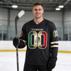 Custom Black - Cream - Green - White - Red Vintage Mexican Flag-Inspired Triple Stripes Hockey Jersey – worn by a man