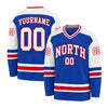 Custom Royal - White - Red Peter Man North Hockey Jersey – front and back view
