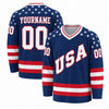 Custom Navy - Red - White Stars And Stripes USA Hockey Jersey – front and back view