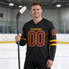 Custom Black - Cardinal - Gold Triple Stripes Hockey Jersey – worn by a man