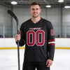 Custom Black - Cardinal - White Triple Stripes Hockey Jersey – worn by a man
