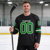 Custom Black - Grass Green - White Triple Stripes Hockey Jersey – worn by a man