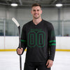 Custom Black - Kelly Green Triple Stripes Hockey Jersey – worn by a man