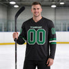 Custom Black - Kelly Green - White Triple Stripes Hockey Jersey – worn by a man