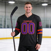 Custom Black - Purple - Orange Triple Stripes Hockey Jersey – worn by a man