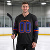 Custom Black - Royal - Orange Triple Stripes Hockey Jersey – worn by a man