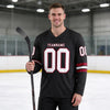 Custom Black - White - Cardinal Triple Stripes Hockey Jersey – worn by a man