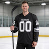 Custom Black - Gray - White Triple Stripes Hockey Jersey – worn by a man