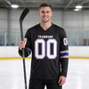 Custom Black - Gray - White - Purple Triple Stripes Hockey Jersey – worn by a man