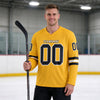 Custom Gold - Black - White Triple Stripes Hockey Jersey – worn by a man