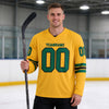 Custom Gold - Black - Kelly Green Triple Stripes Hockey Jersey – worn by a man