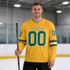 Custom Gold - Kelly Green - White Triple Stripes Hockey Jersey – worn by a man