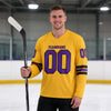 Custom Gold - Black - Purple Triple Stripes Hockey Jersey – worn by a man
