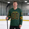 Custom Green - Black - Gold Triple Stripes Hockey Jersey – worn by a man