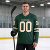 Custom Green - Cream Triple Stripes Hockey Jersey – worn by a man