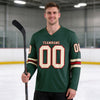 Custom Green - Red - Cream Triple Stripes Hockey Jersey – worn by a man