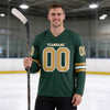 Custom Green - Old Gold - White Triple Stripes Hockey Jersey – worn by a man