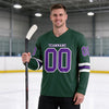 Custom Green - Purple - White Triple Stripes Hockey Jersey – worn by a man