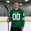 Custom Green - White Triple Stripes Hockey Jersey – worn by a man