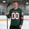 Custom Green - White - Red Triple Stripes Hockey Jersey – worn by a man