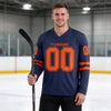 Custom Navy - Orange Triple Stripes Hockey Jersey – worn by a man
