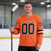 Custom Orange - Black - White Triple Stripes Hockey Jersey – worn by a man