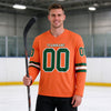 Custom Orange - Green - White Triple Stripes Hockey Jersey – worn by a man