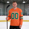 Custom Orange - Kelly Green - White Triple Stripes Hockey Jersey – worn by a man