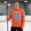 Custom Orange - Powder Blue - White Triple Stripes Hockey Jersey – worn by a man