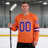Custom Orange - Purple - White Triple Stripes Hockey Jersey – worn by a man
