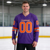 Custom Purple - Orange - Gray Triple Stripes Hockey Jersey – worn by a man