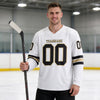 Custom White - Black - Vegas Gold Triple Stripes Hockey Jersey – worn by a man