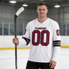 Custom White - Crimson - Black Triple Stripes Hockey Jersey – worn by a man