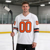 Custom Orange - Black - White Triple Stripes Hockey Jersey – worn by a man