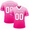 Custom Light Pink - Hot Pink - White Ombre Fade Pink Football Jersey – front and back view