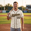Custom Cream - Black - Old Gold Piped Baseball Jersey – worn by a man