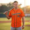 Custom Orange - Black - Cream - Old Gold Piped Baseball Jersey – worn by a man